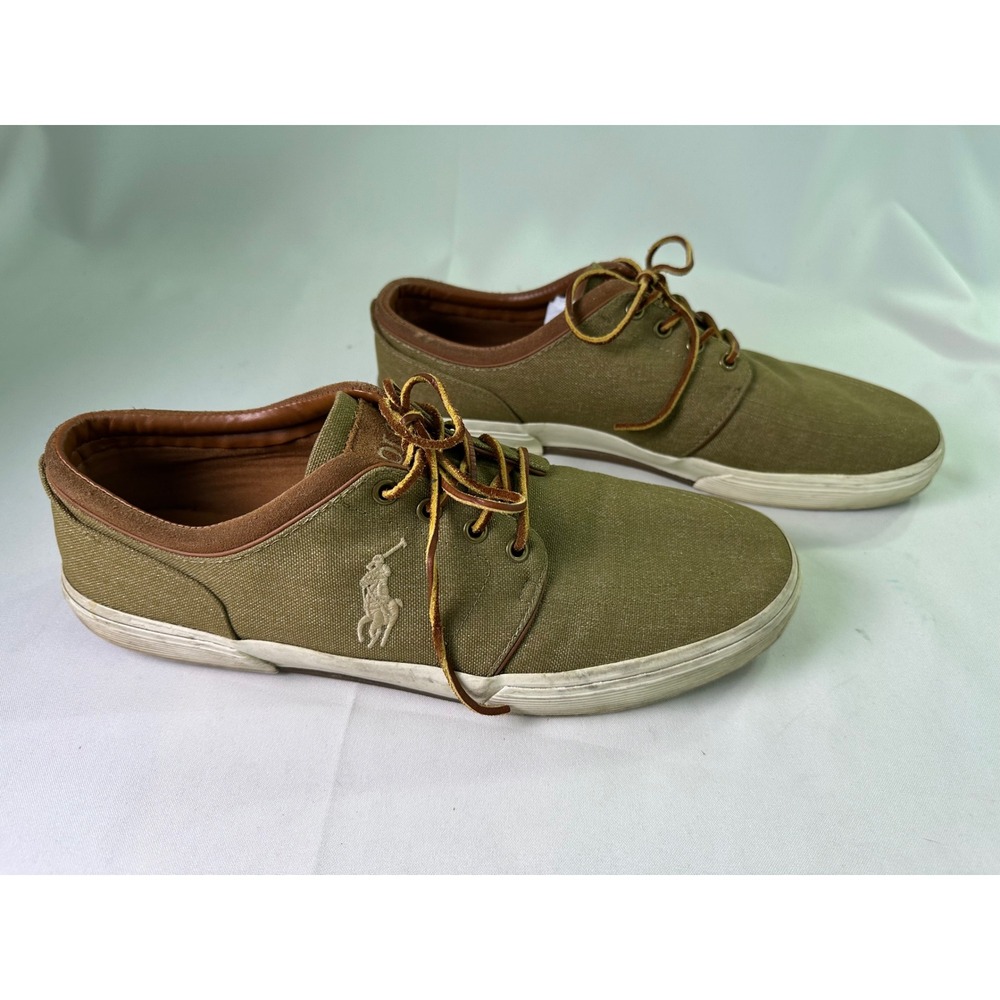 Polo Ralph Lauren Faxon Low Heathered Nylon Olive Green Sneakers‎ Men's Size 14D